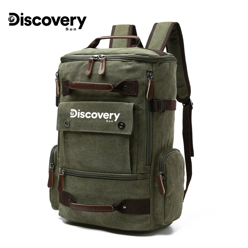 Mochila de lona multifuncional DISCOVERY-SUN, mochila informal para senderismo, mochila escolar para deportes al aire libre, mochila de viaje de gran capacidad.