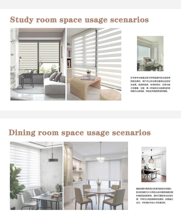 Custom Made Motorized Window Blinds Blackout Zebra Blinds Shades Dual Stripe Shades Day and Night Roller Blinds for Windows