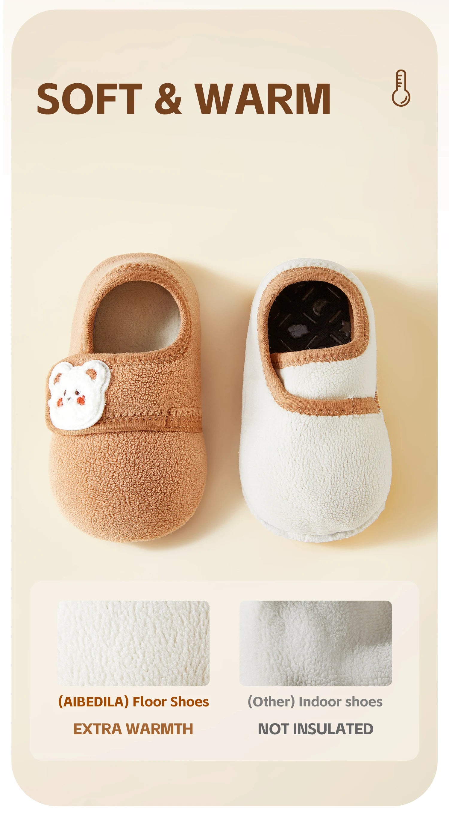 AIBEDILA Toddler Walking Shoes Warm Soft Baby Booties Infant Boys Girls Non-slip Floor Socks Baby Velcro Shoes Winter 0-4T