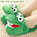Cartoon Crocodile Cotton Slippers with Movable Mouth, Funny Home Shoes, Winter Warm Shoes, Christmas Gift for Men and Women 