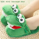 Cartoon Crocodile Cotton Slippers with Movable Mouth, Funny Home Shoes, Winter Warm Shoes, Christmas Gift for Men and Women 