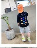 Camiseta de manga corta de verano para niños, Top de cuello redondo para niños pequeños y medianos, moda informal versátil de media manga