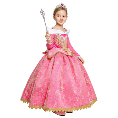 Girls Sleeping Beauty Aurora Cosplay Princess Dress Kids Rapunzel Frozen Elsa Cinderella Costume Party Clothing 2-10Years