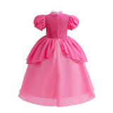 Peach Cosplay Costume for Girls Fancy Princess Cosplay Pink Dress Carnival Birthday Party Kids Movies Ball Gowns Clothes