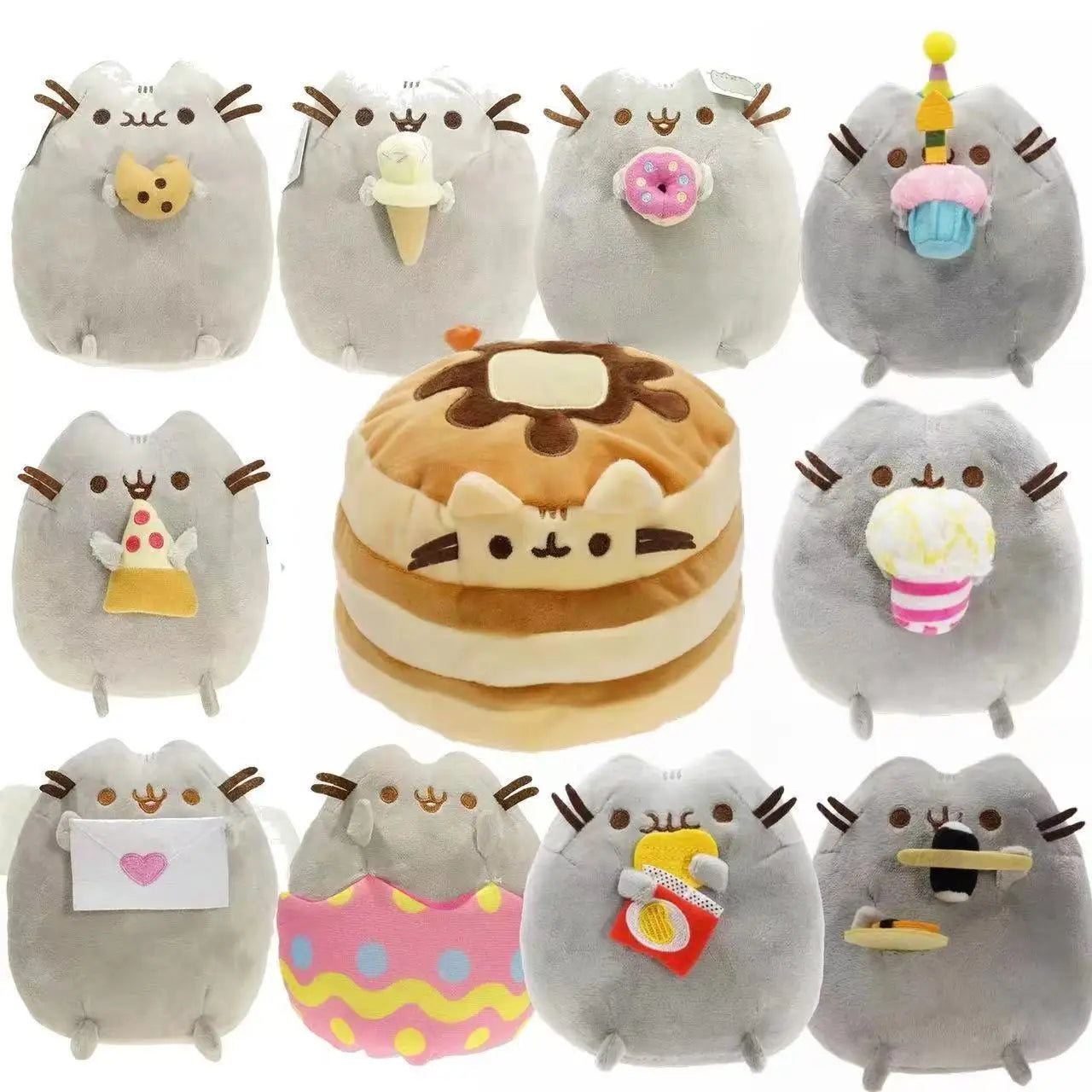 Peluche de gato de imitación de 15 cm, suave, color blanco y gris, ideal como regalo de cumpleaños para niñas y mascotas.