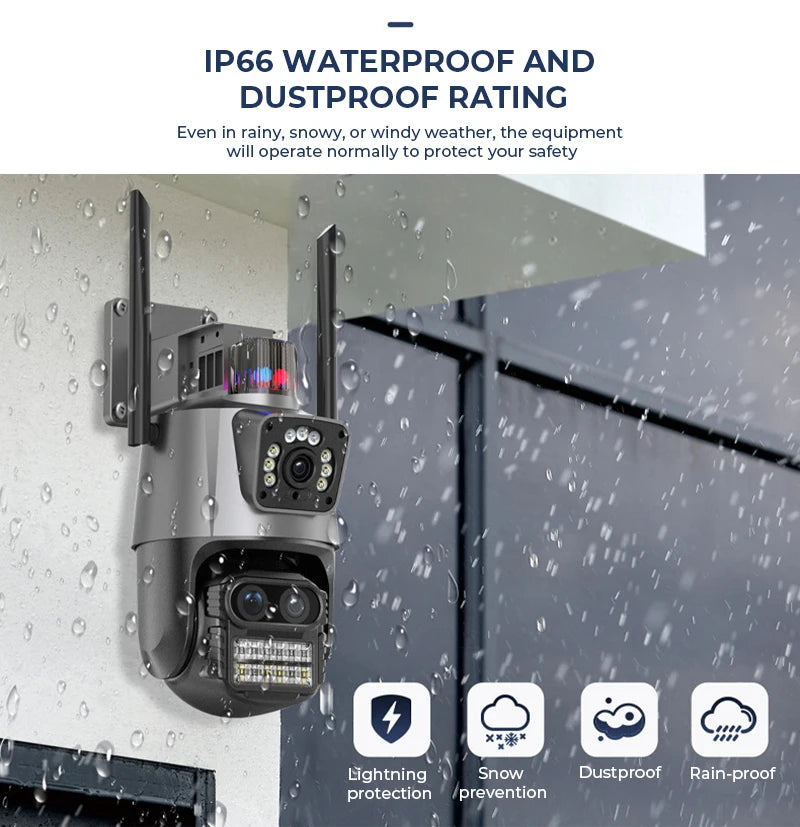 9MP PTZ Wifi Camera Three Lens Dual Screens Outdoor Surveillance CCTV Cameras Ai Human Detect Security IP Camera Auto Tracking