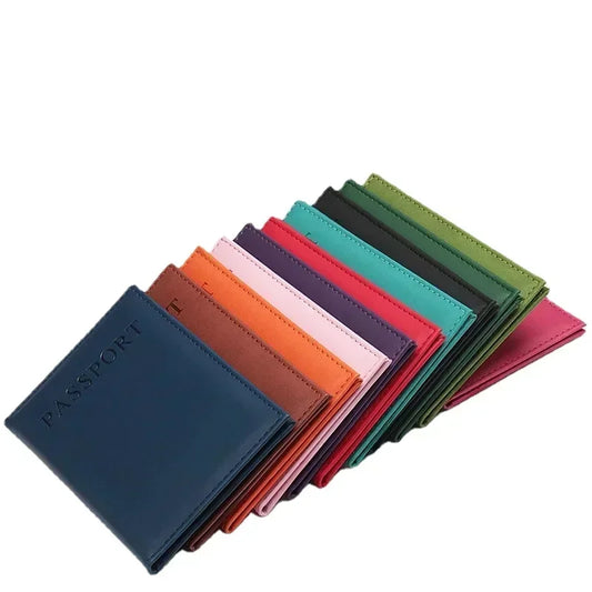 Fashion Women Men Passport Cover PU Leather Solid Color Travel ID Credit Card Passport Holder Packet Wallet Purse Bags Pouch