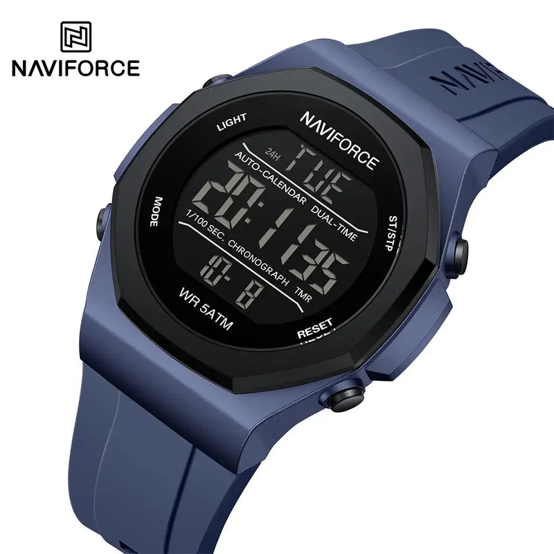 NAVIFORCE NF7117 Sports Watch for Men 5ATM Waterproof Multifunction Electronic Watch Men's LCD Digital Wristwatch