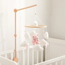 Baby Crib Mobile Rattle Toy Wooden Bed Bell Mobile Hanging Teddy Velvet Bear Doll Toy Newborn Music Box Crib Mobile Bracket Gift