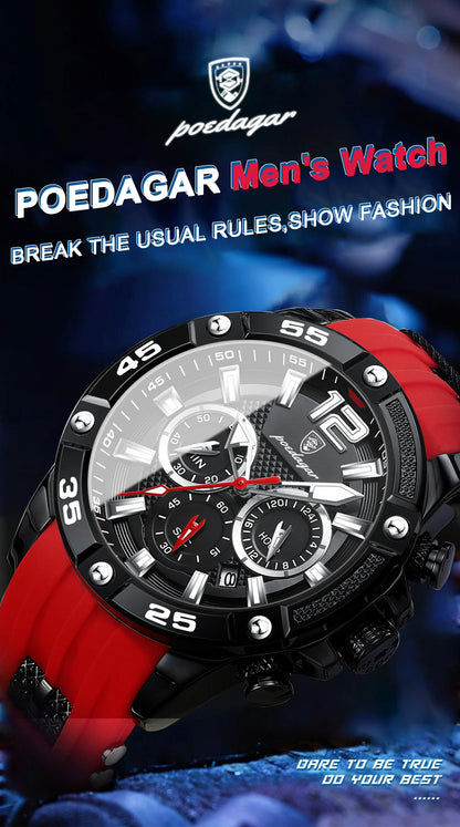 POEDAGAR Luxury Casual Men Watch Waterproof Luminous Chronograph Date Man Wristwatch High Quality Military Quartz Men's Watches