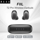 Auriculares inalámbricos FIIL T2 Pro con micrófono dual, 37 dB, híbridos ANC, Bluetooth 5.2, TWS ENC, auriculares de alta fidelidad, carga inalámbrica rápida.