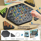 Jogo de xadrez triangular com elástico, jogo de batalha triangular, jogo educativo e interativo presente para festa em família