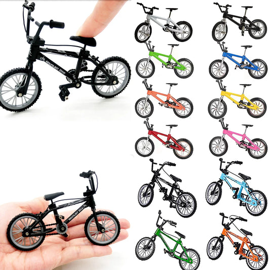 Mini bicicleta de dedo de aleación, modelo de bicicleta de montaña en miniatura, simulación de ciclismo de montaña, juguete de regalo para niños, accesorios para casa de muñecas 1/12