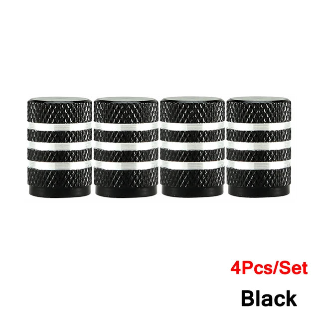Dsycar 4pcs prata pneu de carro válvula hastes cap knurling estilo pneu tampa da válvula de alumínio haste da roda do pneu tampa da válvula de ar para nós schrader