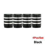 Dsycar 4pcs prata pneu de carro válvula hastes cap knurling estilo pneu tampa da válvula de alumínio haste da roda do pneu tampa da válvula de ar para nós schrader