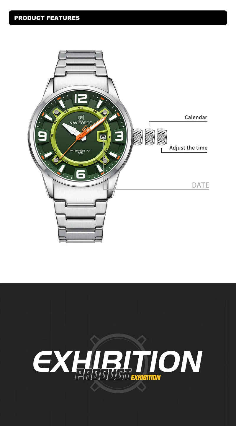 NAVIFORCE Brand Fashion Men Watch Waterproof Luxury Luminous Male Calendar Quartz Wristwatch Relogio Masculino 2024 New Arrival