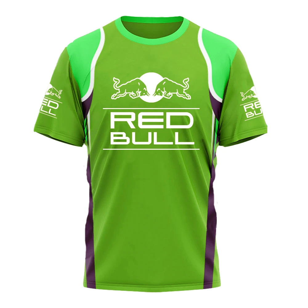 Summer New Red Bull T-shirt Men's Sports T-shirt Red Bull 3D Printed Short-sleeved Casual Oversized T-shirt Red Bull Clothing