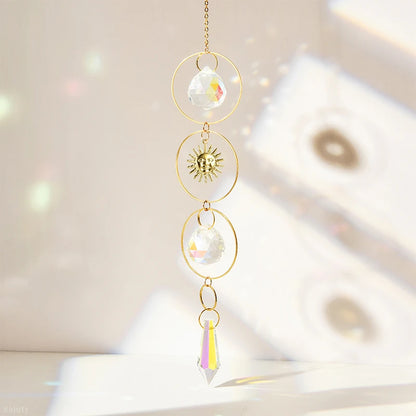 Colgante de cristal para jardín, atrapasol, campanillas de viento, prisma arcoíris, cadena de cristal para ventana, campana colgante, árbol de Navidad, decoración del hogar