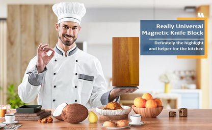 Magnetic Rotating Wood Knife Holder  360° Rotatable Knife Block For  Kitchen Knives Storage With Anti Slip Pad Wood Knife Board