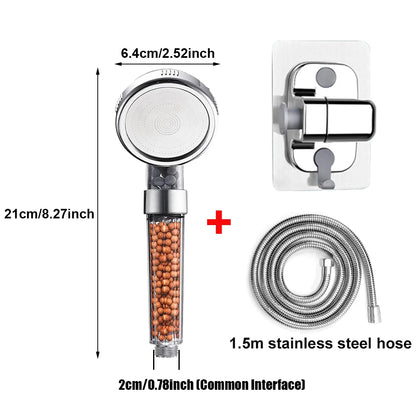 Anti Limestone Filtered Shower Head ABS High-Pressure Water Saving Handheld Clear Showerheads with Filter Beads for Bathroom