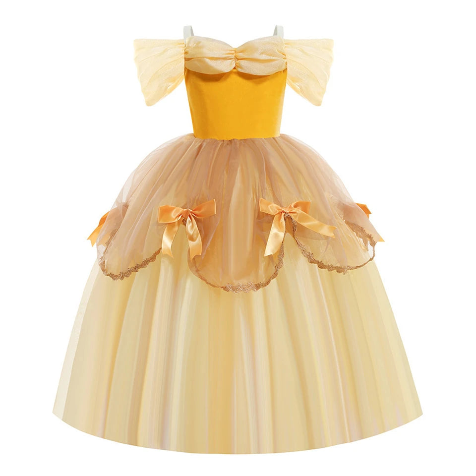 Children's Halloween Role Play Fairy Princess Belle Dress Xmas Carnival Masquerade Performance Birthday Party Fancy Girl Clothes
