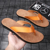 Size 38-47 New Italian Leather Flip-flops For Men Casual Cool Beach Summer Shoes Hotel Slippers Man Light Flats Luxe Men's Shoes