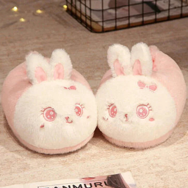 Comemore 2023 White Warm Adult Lady Plush Head Indoor Floor Women Fun Slipper Rabbit Cute New Home Slippers Cartoon Bee Design