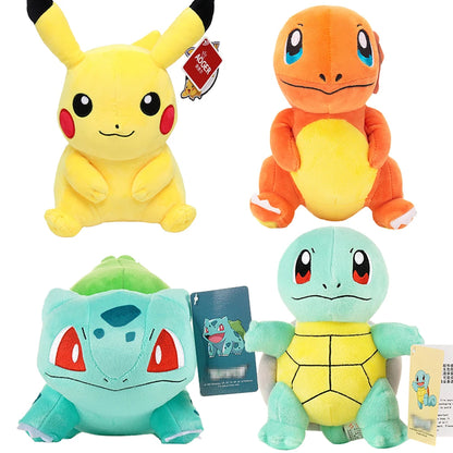 Peluche de Pokémon de alta calidad con etiqueta, dibujo animado de Pikachu, Charmander, Squirtle, Bulbasaur, muñeco de peluche, regalo para niños.