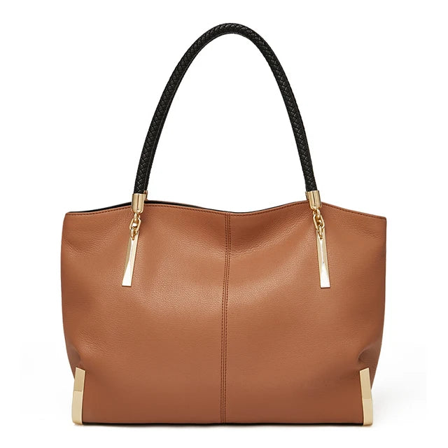 FOXER Genuine Leather Lady's Handbag Elegant Luxury Design Women Shoulder Bag Large Capacity Tote Bag Best Gift for Mom, Wife