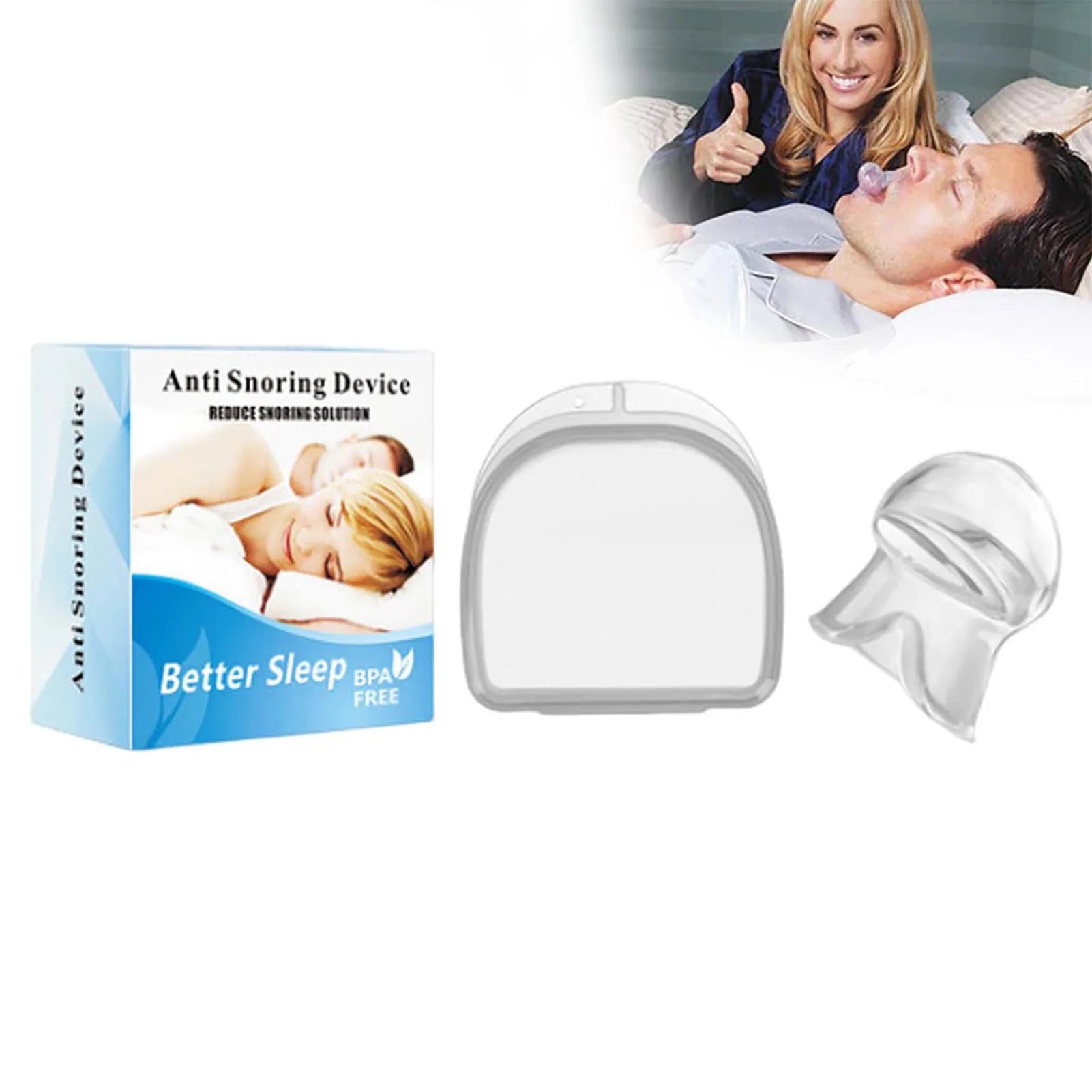 Anti-Snore Tongue Retaining Device Reusable Anti Snoring Mouthpiece Braces Snoring Stopper n Women Night's Sleep