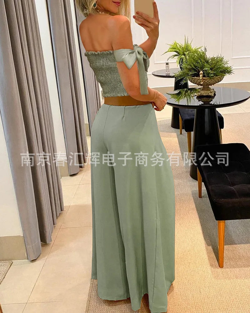 Women's New Casual Solid Color High Waist Wide Leg Pants Temperament Commuting Female Clothing Fashion Loose Trousers