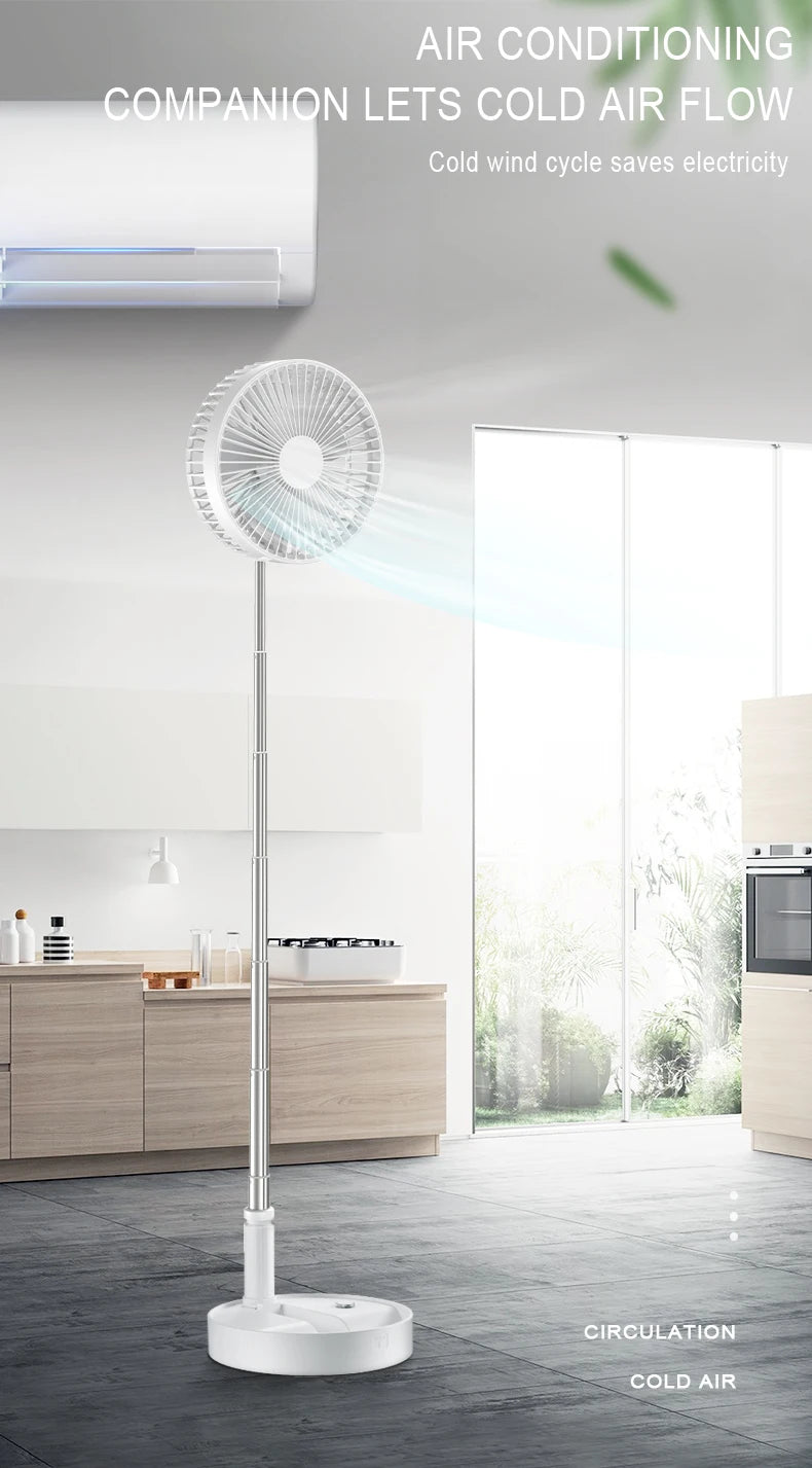 Portable Fan USB Rechargeable Folding Telescopic Floor Standing Fan Remote control Mini Fans Outdoor Camping Cooling fan home