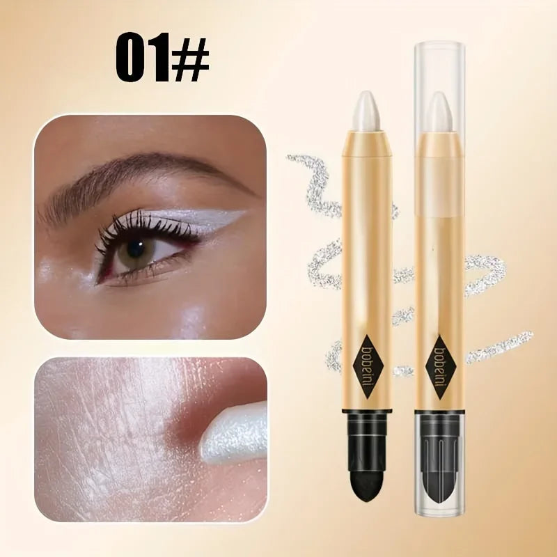 Eyeshadow Stick Pencil Waterproof Glitter Matte Eyeshadow 2 in 1 Pearly  Makeup High Pigmented Eyelid Under Crease Eyeshadow Pen