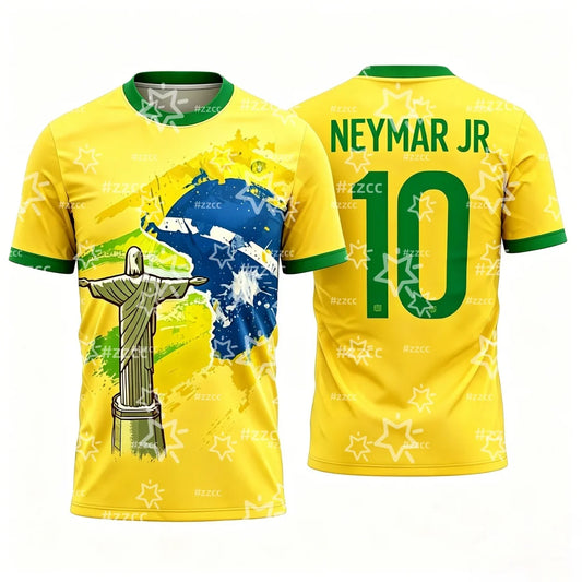 2026 Neymar Brazil National Football Team Training Kit Summer Sports Men's T-Shirt Kid's Clothing Tee Cycling Jersey