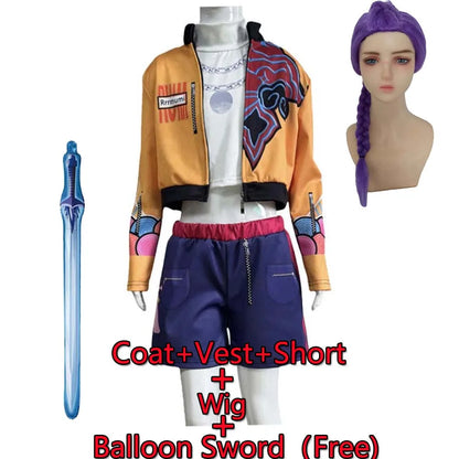 Rumi Costume Kids KPop Demon Hunter Cosplay Stage Performance Clothing Halloween Carnival Party Suit Wig Mask Balloon Sword Free
