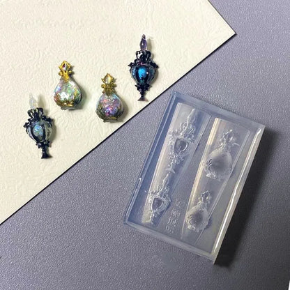1pc Lattice Window Gothic Chinese Style 3D Acrylic Mold  Nail Art Decorations DIY Design Silicone Nails  Mold