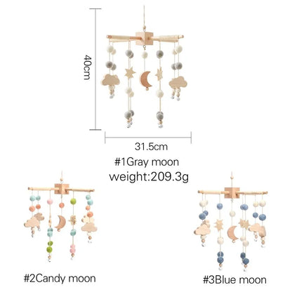 Crib Mobile Bed Bell Wooden Baby Rattles Soft Felt Cartoon Animal Bed Bell Newborn Music Box Hanging Toy Crib Bracket Baby Gifts