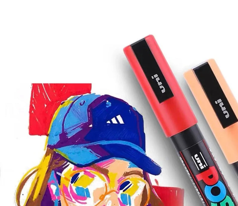 16pcs Japan UNI POSCA Markers Set Acrylic Graffiti Drawing Permanent Waterproof Children's Drawing PC-3M/1M/5M Art Supplies