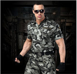 Short Sleeved Shirts Men Tactical T-shirt Spring Summer Workwear Cotton Vintage Shirt  Army Embroidery Pocket Cargo Tees