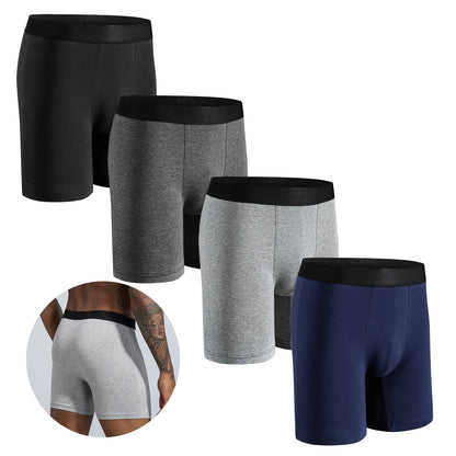 4pcs Set Mid-Long Boxer Shorts Men's Underwear Cotton Breathable Male Underpants for Men Homme Boxershorts Slips Soft Panties