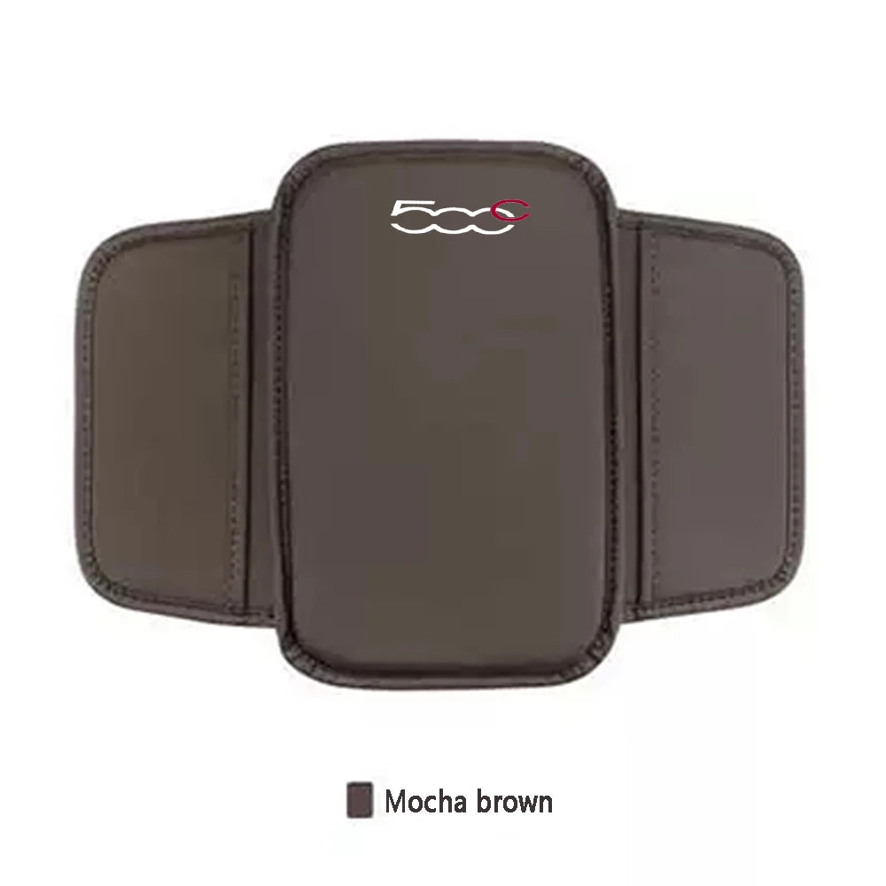 For Fiat 500 500C 500S 500X Abarth Car Accessories Center Console Arm Rest Protector Leather Car Armrest Box Pad Storage Pocket