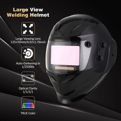 Welding Mask 1/1/1/1 Auto Darkening Welding Helmet 100x97mm Large View TRUE Color 4 Sensors for MIG MAG MMA Welder Machine