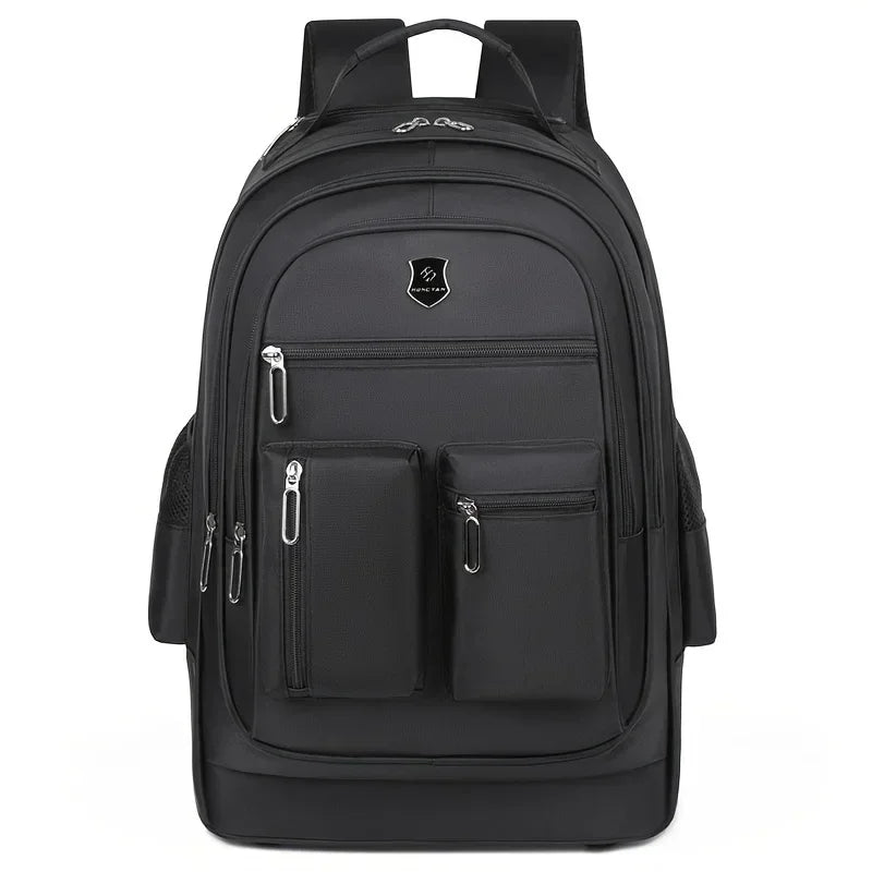 Large Capacity Travel Backpack With Wheels, Multi Layer Trolley Luggage Bag, Multifunctional Weekender Overnight Bag Rucksack