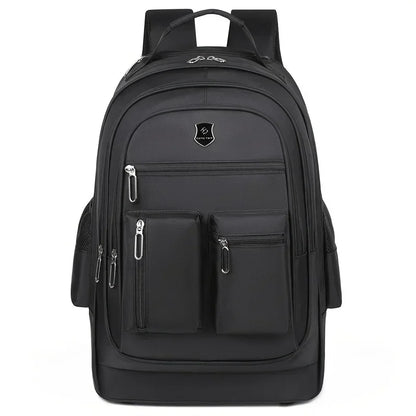 Large Capacity Travel Backpack With Wheels, Multi Layer Trolley Luggage Bag, Multifunctional Weekender Overnight Bag Rucksack