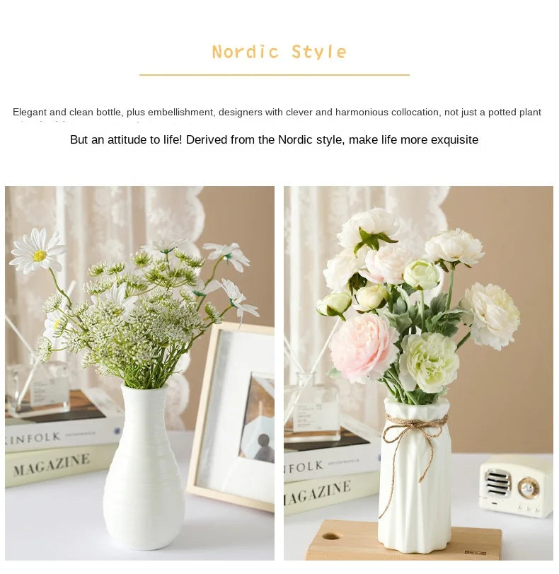 4066 Simple Plastic Vase Silver Willow Hydroponic Flowers Artificial Flower Vase Desktop Living Room Decoration Ornaments