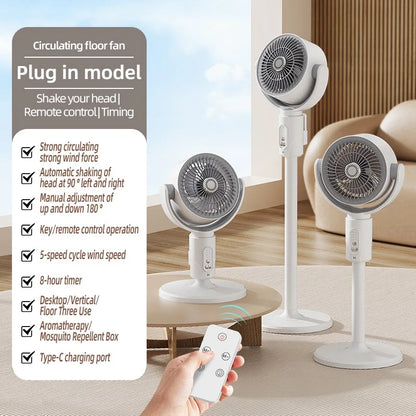F1 Air Turbine Circulation Fan Floor-standing Fans Adjustable Air Circulating Fan Adjustable Height Timing Control Rechargeab