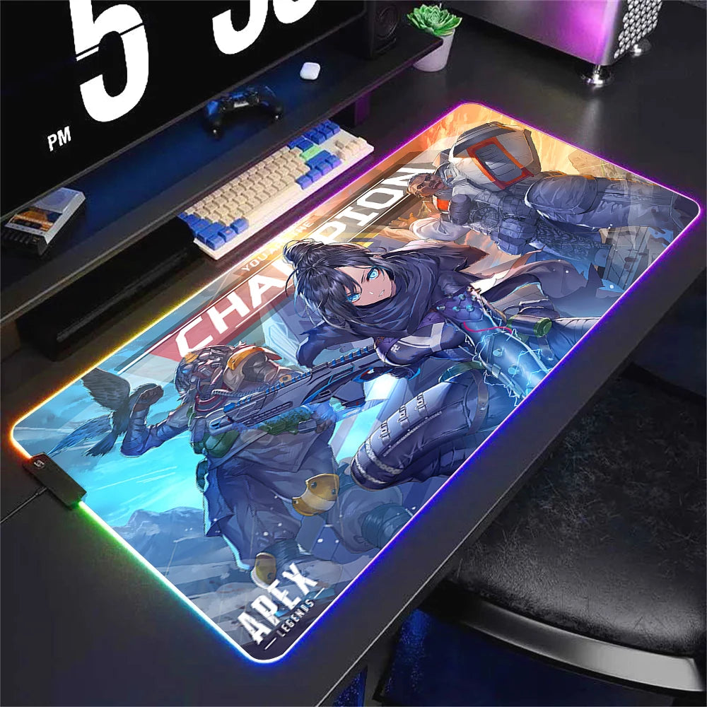 Apex Legend Luminescence Mousepad Desk Protector Anime Accessorie Rgb Mouse Pad Keyboard Computer Gamer Table Backlit Mat Gaming