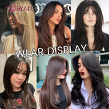Aplique de cabelo Topper HUAYA volume e franja natural com 3 clipes cabelo liso sintético