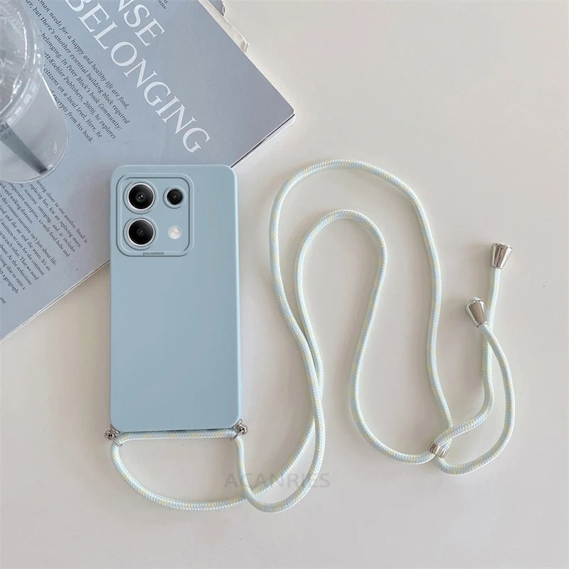 Funda con cordón cruzado para Xiaomi Redmi Note 13 Pro Plus 4G 5G, funda trasera de silicona con cordón para Poco X6 M6 Pro, Note 13 Pro y MX 6 X6 Pro