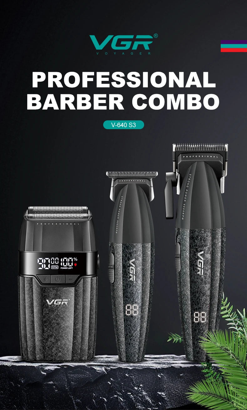 VGR Hair Clippers Professional 9000RPM Hair Cutting Machine Rechargeable Beard Trimmer Charging Base Hair Clippers men V-640 S3